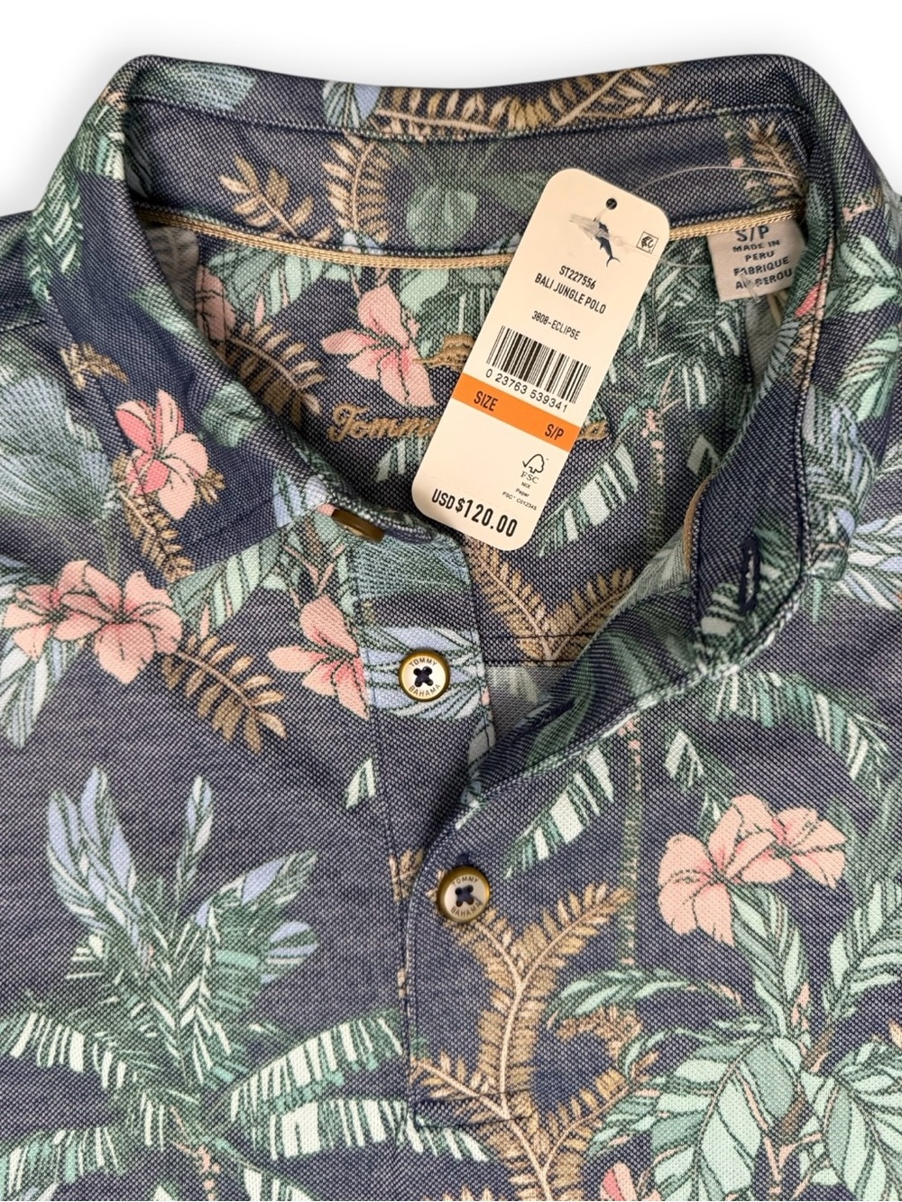 Tommy Bahama Bali Jungle Polo Shirt in Eclipse Size Small
